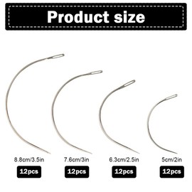 48-Pack Curved Needle Set, Curved Needle,Heavy-Duty Silver Weaving Needles, Optimal for Leather, Canvas Repair, Professional Grade, Durable Construction, Perfect for DIY Enthusiasts & Tailoring N