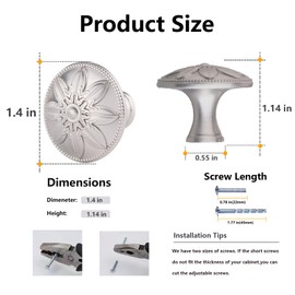 8 Pack - Brushed Nickel Cabinet Knobs,1-2/5” Dia Bathroom Kitchen Cabinet Drawer bi-fold Knobs Nickel,Cabinet Drawer Knobs Brushed Nickel, Knobs for Cabinets and Drawers Brushed Satin Nickel Round