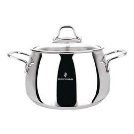 Venus Stainless Steel Deep Stock Pot with Glass Lid Soup Pot Deep Casserole Cooking Pot Suitable for Induction Stove Cookware (2.1-qt. (2 L))