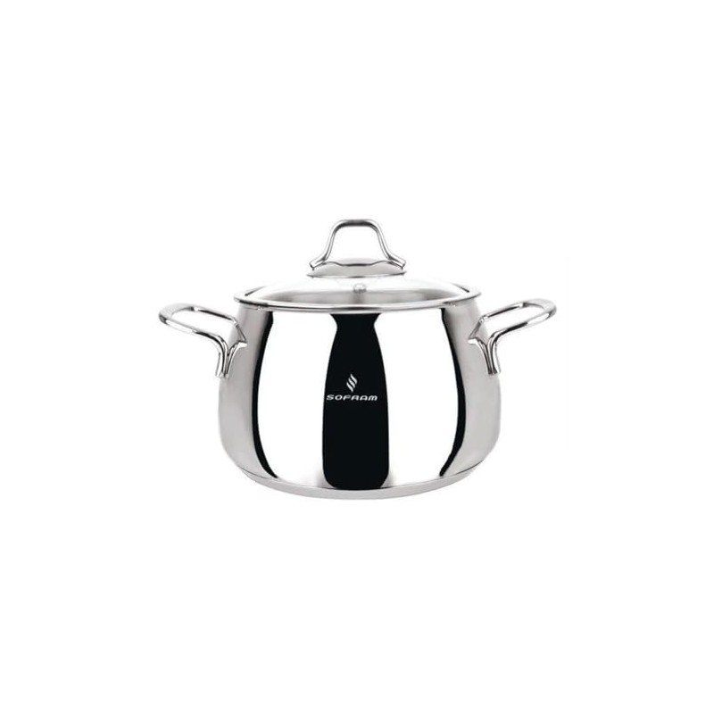 Venus Stainless Steel Deep Stock Pot with Glass Lid Soup