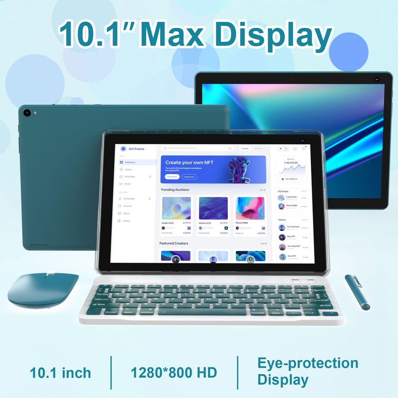 Android 15 Tablet 10 inch, 2 in 1 Tablets with