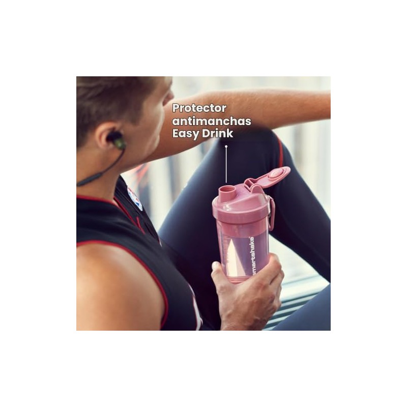 SmartShake Original2GO ONE Negro 800ml, Botella Mezcladora de Proteínas, Libre