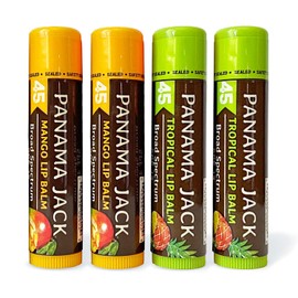 Panama Jack Bálsamo Labial Con Protector Solar - Fps 45, Paquete Con Sabor, Protección Solar De Amplio Espectro Uva-Uvb, Previene Y Alivia Los Labios 