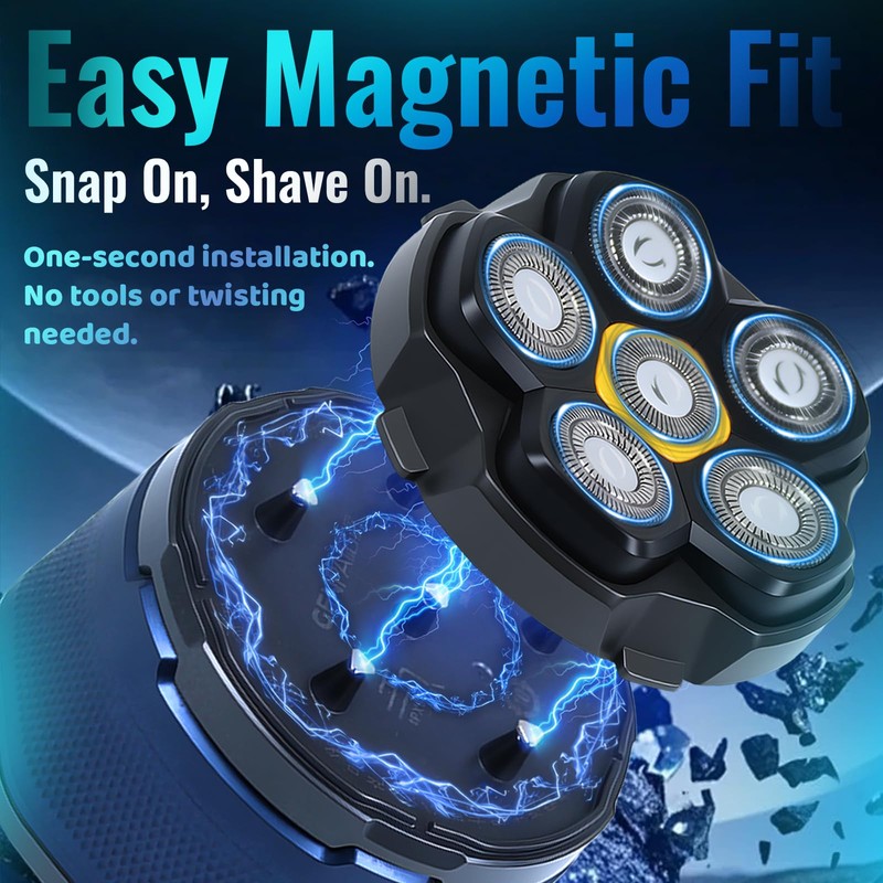 Magnetic 6D Shaver Replacement Heads, 2-Pack