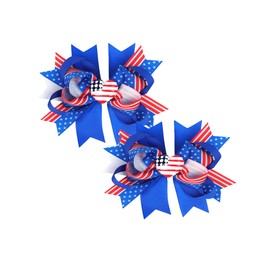 Blue Red White Hair Bows Clips 4th of July Star Hair Clips American flag Hair Hairpin Barrette.(DL10) (Blue)