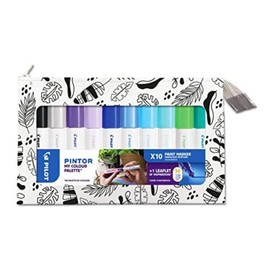 PILOT Pintor Creative Marker My Colour Palette - Pack of 10 in M - Cool Colours - Colour Marker Pens for DIY Projects, for Almost All Surfaces, Quick Drying and Good Coverage