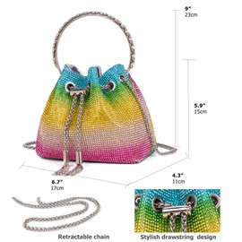 Sweetovo Bling Crystal Rhinestone Purse for Women Sparkly Clutch Handbag Crossbody Bag for Evening Wedding Party Prom