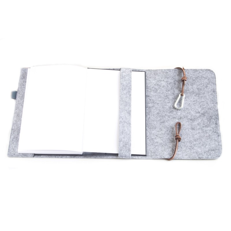Calendar, A5 notebook, grey, felt leather book cover, retro vintage