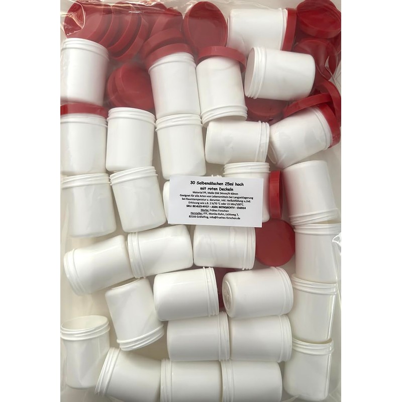 FRÜHES FORSCHEN 30 high ointment cans, 25 ml, white with