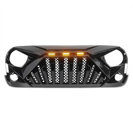 EOMD Front Grill Goliath Grille compatible with 2007-2018 Jeep Wrangler Rubicon Sahara Sport JK/JKU, Glossy Black