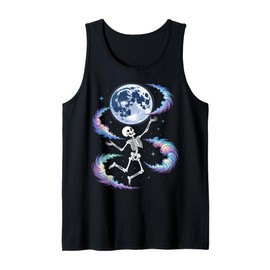 Skeleton Dancing Under The Moon Funny Spooky Tank Top