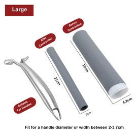 ZAAWUUT Funda de mango de hierro fundido, mango de cacerolas, mango de silicona con aislamiento térmico para sartenes, utensilios de cocina (gris, grande), Potholder240422