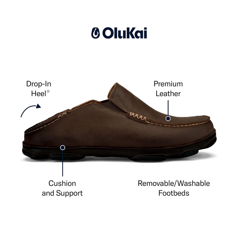OluKai Men's Moloa Dark Wood/Dark Java 9 Medium
