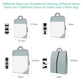 OSDUE 4-Piece Packing Cube Set for Suitcase, Travel Organiser, Suitcase Organiser, Packing Cubes Compression, Suitcase Packing Bags Set, Compression Suitcase Organiser Set, Travel Essentials Suitcase