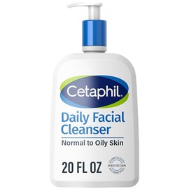 Limpiador facial de Cetaphil, limpiador facial diario para pieles sensibles, combinación con piel grasa, 20 onzas, espuma suave, sin jabón, hipoalergé