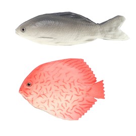 2 PCS Fake Fish, Big Fish, Plastic Fish, Big Fake Fish for Kids, Home Decor, Party & Educational Use, Grey & Striped Bass Design, Food Photography Prop Home Garden Kitchen Toy Party