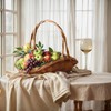 Wicker Basket With Handle 2PCS Garden Basket for Gathering Vegetables
