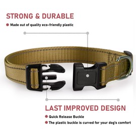 Reflective Dog Collar with Buckle Adjustable Safety Nylon Collars for Small Medium Large Dogs, Brown S