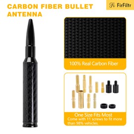 FirFiltr Carbon Fiber 50 Cal Bullet Antenna Fits for GMC Sierra Chevy Silverado 1500 Dodge Ram Jeep Ford Raptor Bronco Accessories,Universal Truck Antenna (Carbon Fiber+Black)