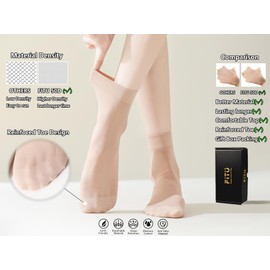 FITU Socks, Nylon Sheer Silky Ankle High Tights Hosiery for Women (One Size, 12 Pairs Beige-50d)