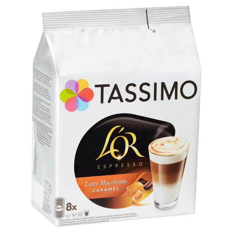Tassimo L'OR Latte Macchiato Caramel Coffee Pods, Pack of 8