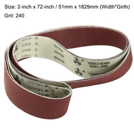 Sourcingmap 2-Inch x 72-Inch Aluminum Oxide Sanding Belt 240 Grits Sandpaper Lapped Joint for Belt Sander 4pcs