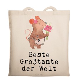 Mr. & Mrs. Panda Tote Bag Mouse Beste Großtante der Welt - Gift, Sister, Jute Bag, Gift, Shoulder Bag, Niece, Bath Bag, Shopper, Birthday, Jute Bag, Shoulder Bag, Aunts, White, Hand Drawn