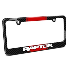 iPick Image for - Ford F-150 Raptor Red Racing Stripe Black Real Carbon Fiber License Plate Frame