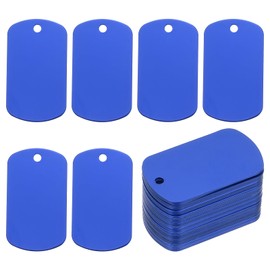 PATIKIL Metal Engraving Blank Tags, 60 Pcs Rectangle Aluminum Blank Tags Metal DIY Tag with Hole for Engraving Stamping Jewelry Bracelet Necklace DIY Craft Making, Blue