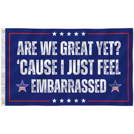 Are We Great Yet Flag 3x5 Ft - Humorous Banner, Comical And Awkward National Flag - Satirical Decorations, Protest Signs, Liberal Signs, Indoor And Outdoor (slogan)