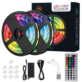 LED Tape Light, RGB Tape, SMD5050, 10m, 300LED, 44 Keys Remote Control, LED Tape, Strip Light, DIY Waterproof, Dustproof, Double Sided Tape, Front Light, Indirect Lighting, Cuttable, Indoor and
