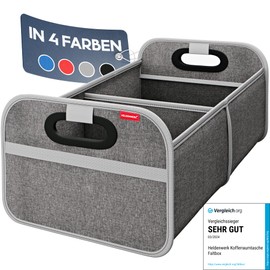 HELDENWERK Car Boot Bag Foldable – Reinforced & Stable – Boot Organiser Shopping Bag for Practical Storage – Non-Slip Car Folding Box, Boot Box (Grey)