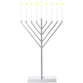 Vintiquewise Large Metal Silver Coated Hanukkah Menorah 3 Ft. for Synagogue, Medium
