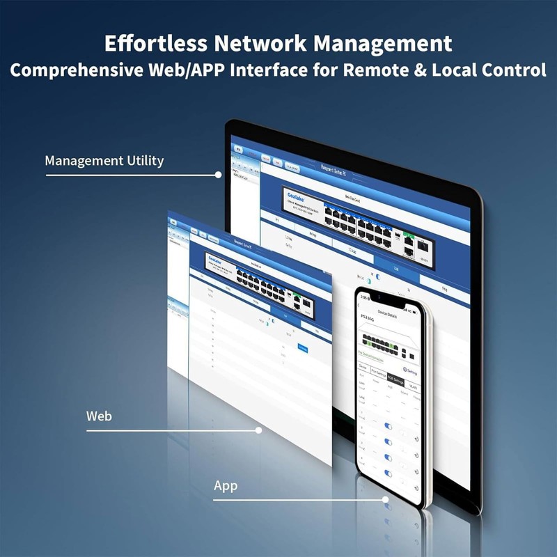 19-Port Ethernet PoE Switch, 16 PoE+ Ports @240W, 2 Uplink