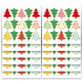 Mobiusea Creation Colorful Christmas Tree Gold Foil Stickers | 225 pcs Christmas Stickers for Kids Bulk | 1.04 x 1.26 inch | Christmas Tree Sticker Set