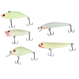 Naroote Disfrute de Verano Meiyya Crankbait Luminoso, 5 Piezas señuelos de Pesca Luminosos ABS cebos Duros Gancho Aparejos Accesorios señuelos de Pesca Conjunto