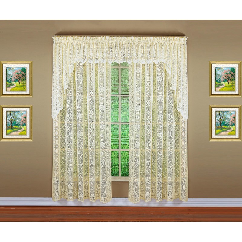Today's Curtain Hopewell Premium Lace Panel 84", Cream, 58W x