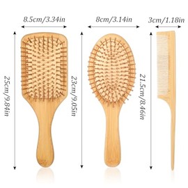 Juego de 12 cepillos de bambú para el cabello, cepillo de madera natural para mujeres y hombres, masaje del cuero cabelludo, punta redonda, cerdas de 