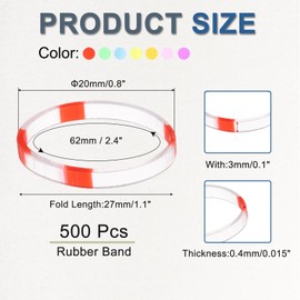 sourcing map 500 Pack Rubber Band Stretchable Rubber Elastic Bands Colored Spots 20mm x 3mm Hair Cord for Home Office