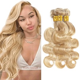 P27613 Bundles Ombre Body Wave Human Hair Bundle Highlgiht Blonde 3 Bundles 22 22 22 Inch Two Tone Honey Blonde Mixed With 613 Body Wave Bundle For Black Women