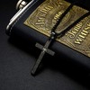 AIKS Men's Cross Scripture Scripture Engraved Black Cross Pendant, Good