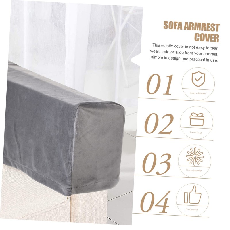 CORHAD 2Pcs Elastic Armrest Cover Grey Sofa Armrest Protector for