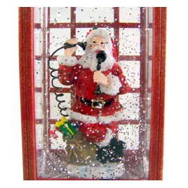 Roman 10" Lighted Swirl Santa in Vintage Phone Booth – Confetti Lites Christmas Decor, Festive Holiday Accent, Unique Gift Idea