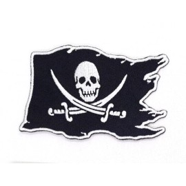 Jolly Rogers Pirate Flag Iron On Sew On Embroidered Patch 3 1/2" X 2 1/4"