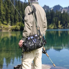 Sougayilang Fishing Tackle Bags - Fishing Tackle Storage Bags for Saltwater or Freshwater Fishing - Water Resistant Material - Padded Shoulder Strap - Pliers Storage-Green