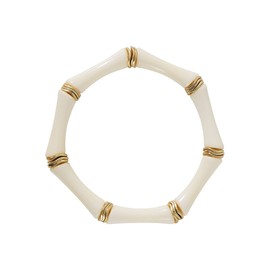 Sajidos Bamboo Tube Bangle Bracelets for Women Stacking Chunky Colorful Acrylic Beads Stretch Bracelets Friendship Summer Beach Bracelet Jewelry (K-style1 ivory tube)