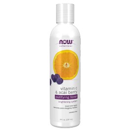 NOW Solutions, Vitamin C and Acai Berry Purifying Toner, Brightening System, Removes Pore-Clogging Residue, 8 Fl Oz (Pack of 1)