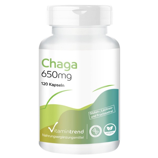 Chaga in polvere 650mg - 120 capsule, fungo, vegano | Vitamintrend®