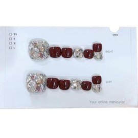 Toenails Glitter | Glitter Toe Nails,Glossy Fake Toe Nails, Sparkling Cat's Eye, Toenail Manicure Art for Women Girls for Summer