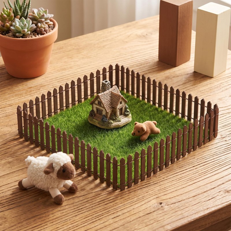 35 Inches Fairy Garden Mini Fence Miniature Wooden Fence Decor